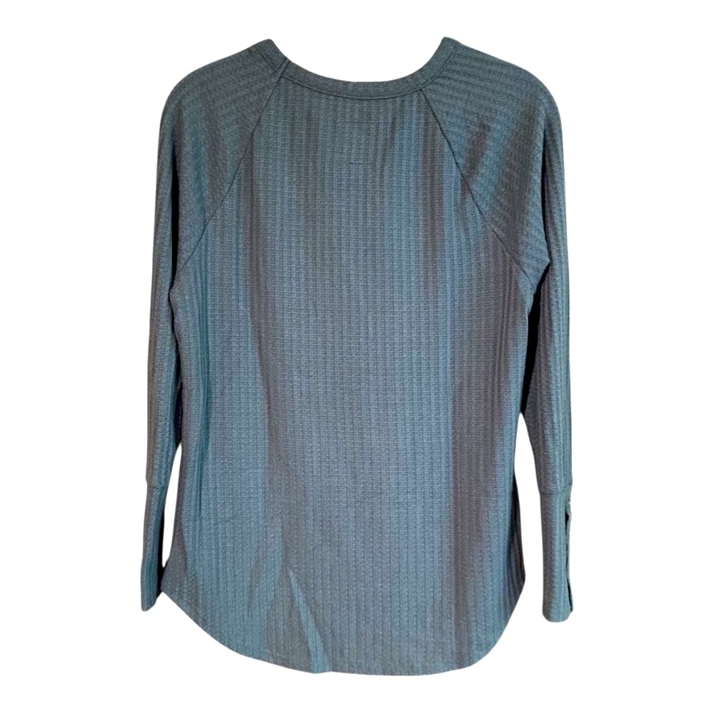 Chaser Waffle Thermal Top Long Sleeve Minimalist T-Shirt Blue Green Size Medium - Picture 2 of 4